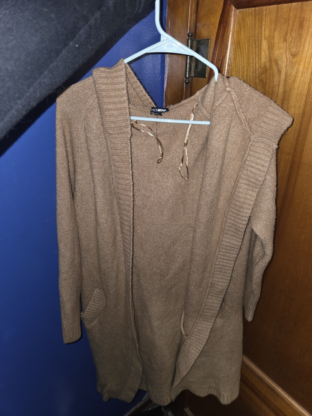 Fashion Nova Open-Front Hooded Women's Sweater Cardigan - Brown